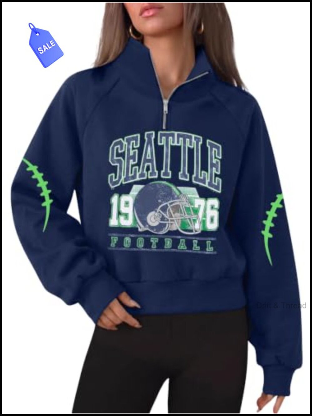 Football 1/4 Zip Sweatshirt Women Game Day Graphic Pullover Long Sleeve